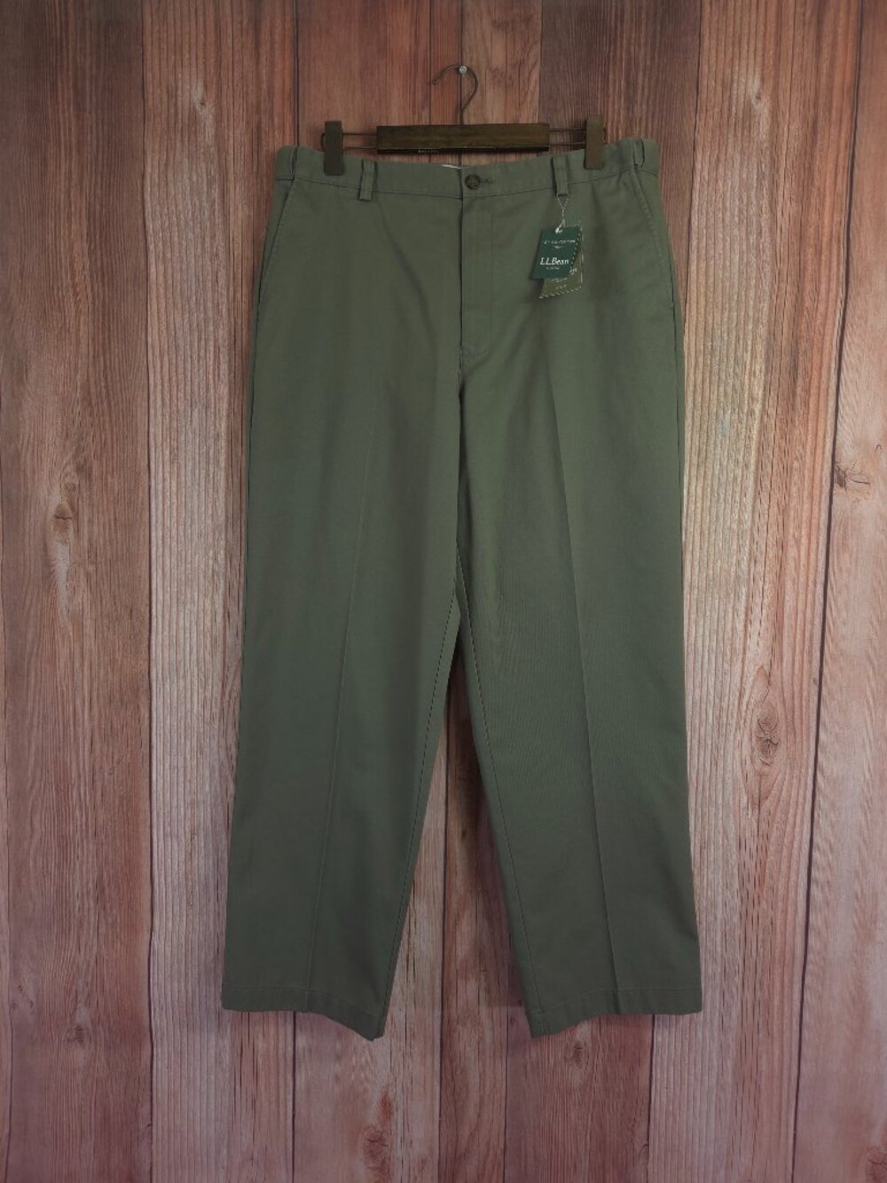NWT LL Bean Pants Mens 38x31.5 Wrinkle Resistant Cotton Hidden Comfort Waist